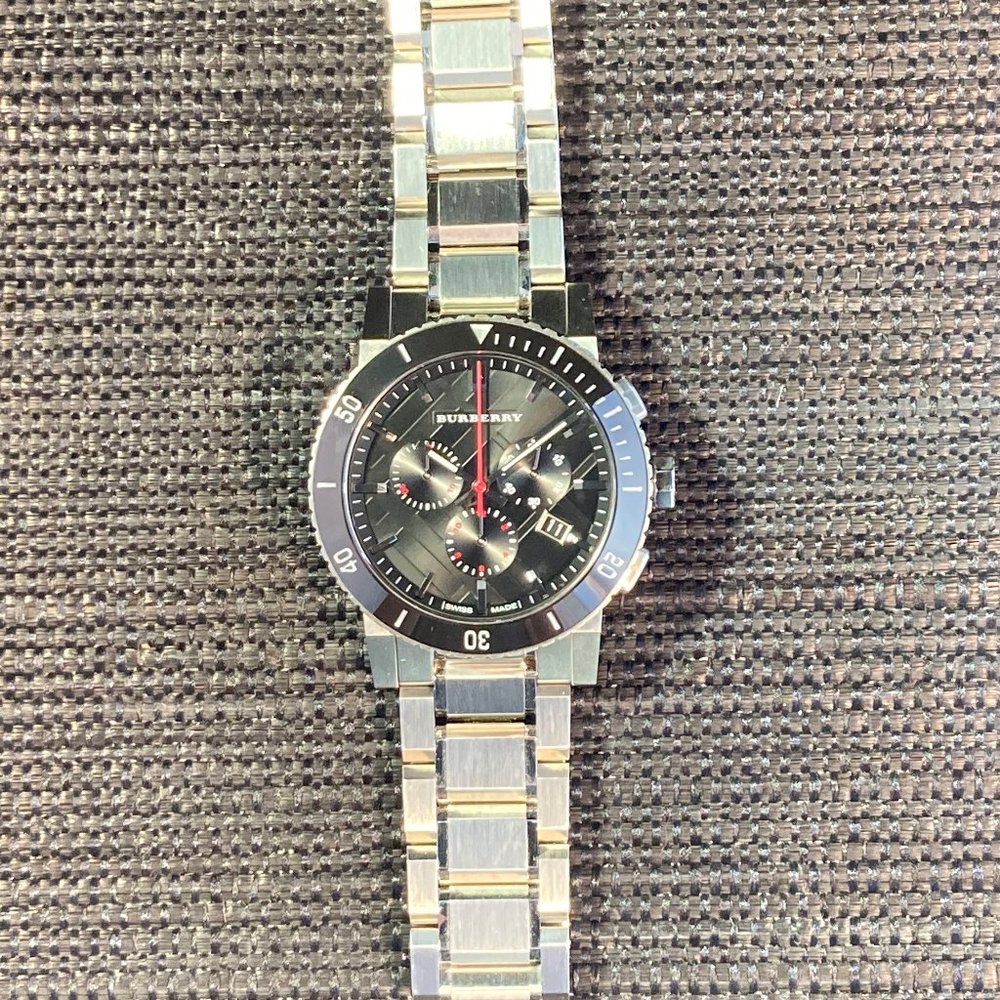 Burberry Black Dial Chronograph Stainless Steel Men's Watch
